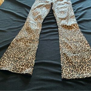 Topshop Leopard Print Flare Jeans